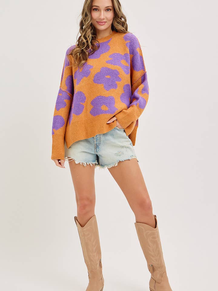 Sweet Lovely by Jen - Wholesale Knit Sweater - Women's - FLORAL LOOSE FIT SWEATER KNIT43