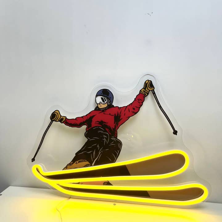 Skidåkning Neon Akryltryckskylt, Snöskidåkning Led Skyltdekor för wholesale av Glow Neon