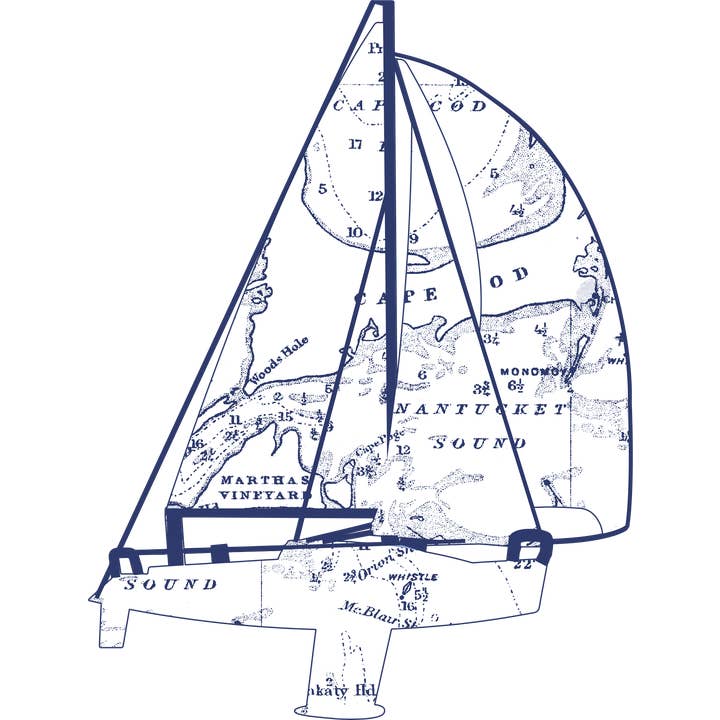 Nautical/Cape Cod and Islands Yacht II kussen wit voor wholesale door Ox Bow Decor