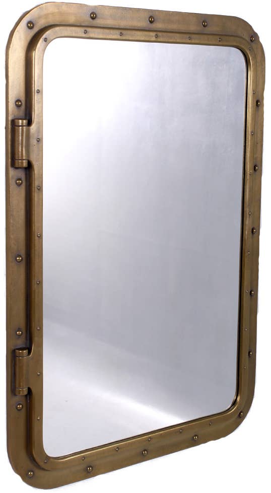 Nautical Tropical Imports - Wholesale Wall Mirror - 34"x24" Rectangular Porthole Mirror Antique Brass Finish 4