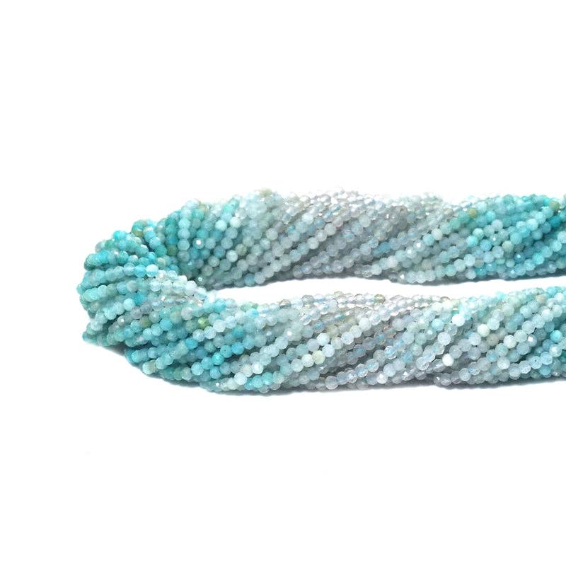 BestBeads&Beyond - Wholesale Beads - Genuine Amazonite Round Faceted Beads, 2mm, Sku#U15052