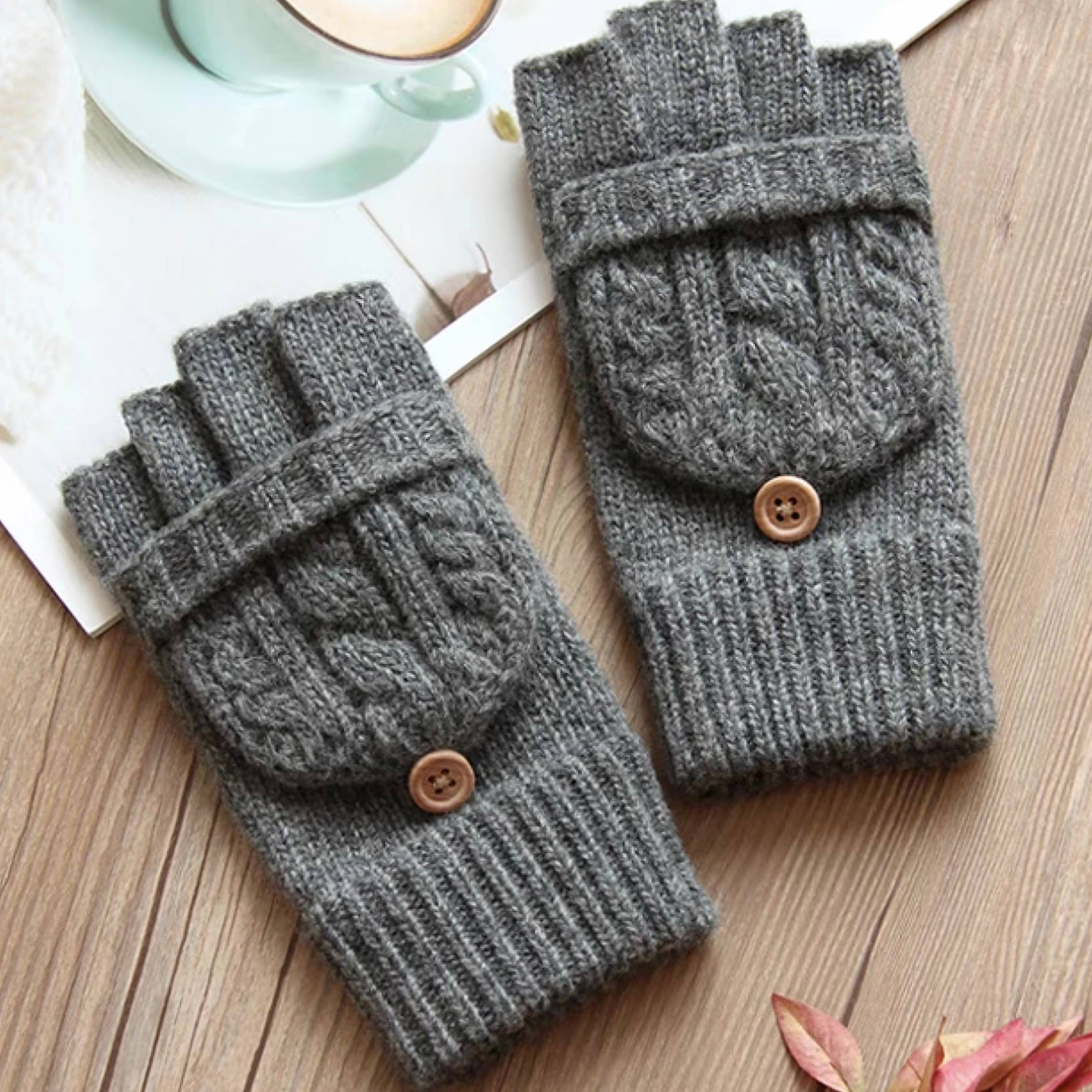 Happy Knits - Wholesale Gloves - Women's - Flip-Cover Wool Gloves for Women - Fingerless Winter Gloves1