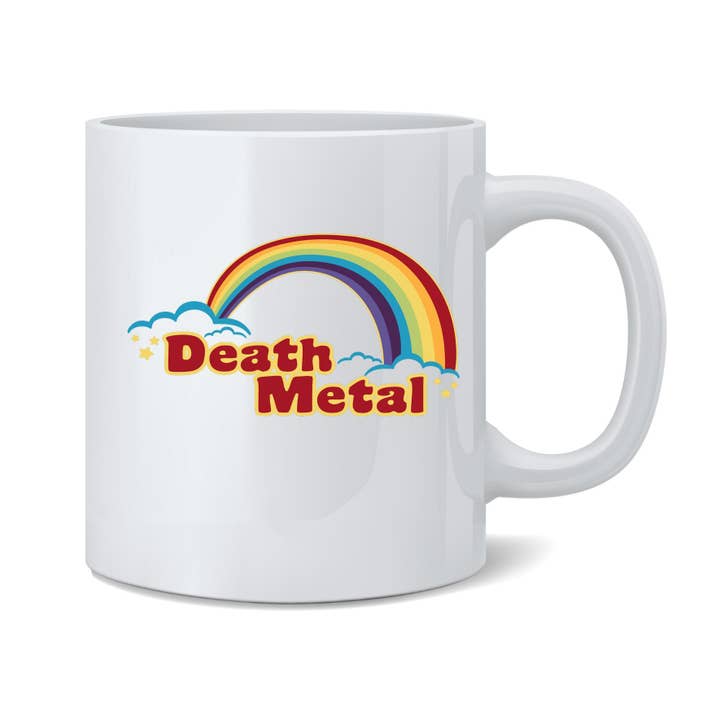 Death Metal Retro Rainbow 70s 80s Sarcastische koffiemok 11oz voor wholesale door Gotham Gifts