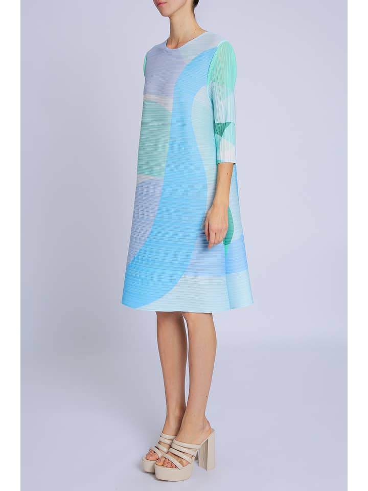 Beulah Style - Wholesale Jurk - Dames - Moderne midi-jurk met geometrische print en plooien PC31331