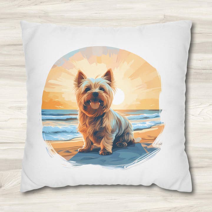 Coussin double face pour chien Yorkshire Terrier Profile Pillow pour la vente par Seaside Serenity