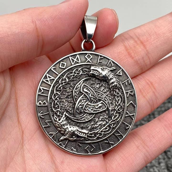 Viking Double Dragon Odin Horn Rune Charm - MJ/MNP for wholesale by Mio Queena