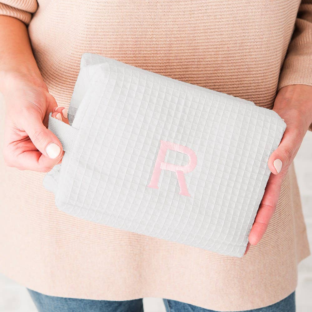 Weddingstar Inc. – Engroshandel Kosmetiktaske – Dame Stor Bomuld Waffle Makeup Taske - Hvid1