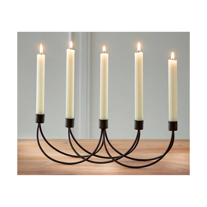 bronze Astra Taper Candelabra Candle Holder, Holds 5 Candles for wholesale on Faire