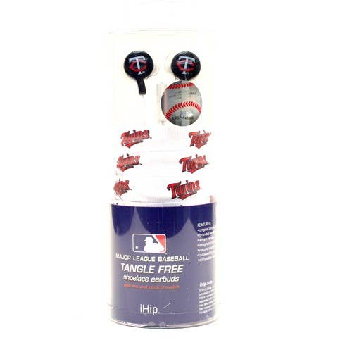 MINNESOTA TWINS HEADPHONES - SHOESTRING STYLE EARBUDS- IHIP for wholesale by St. Louis Wholesale LLC