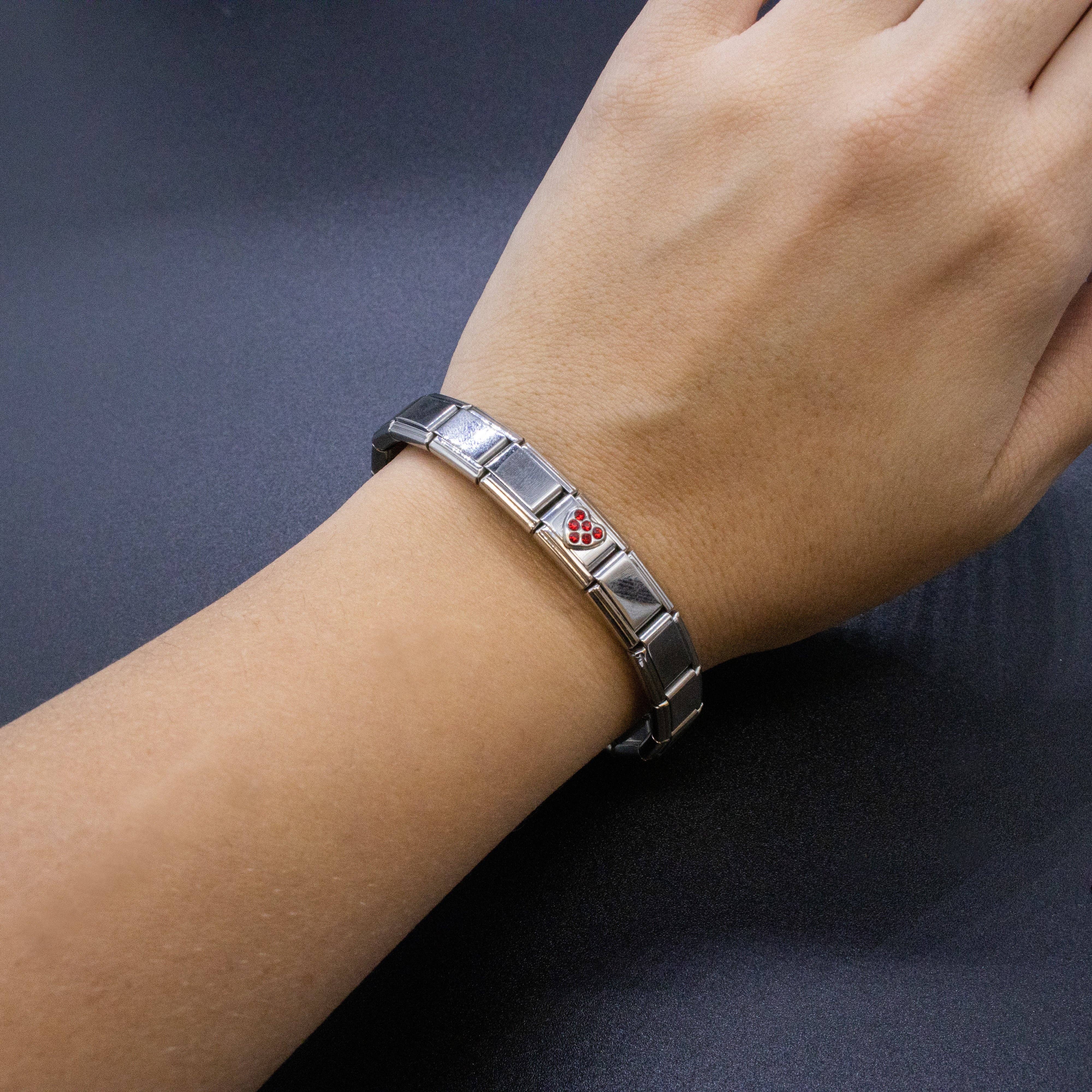 Natalia - Wholesale Individual Charm/Pendant - Italian Charm Bracelet Charms - Rhinestone Heart Links3