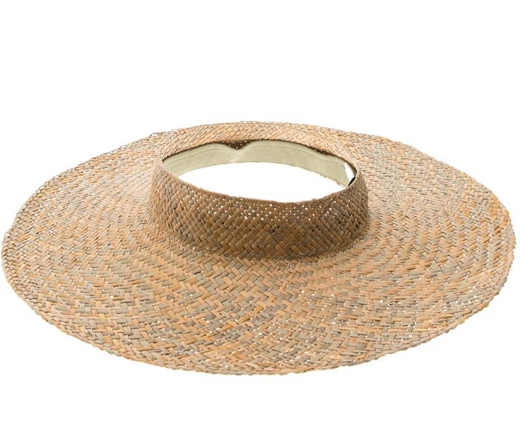 HANDWOVEN NATURAL STRAW CROWNLESS HAT for wholesale on Faire6