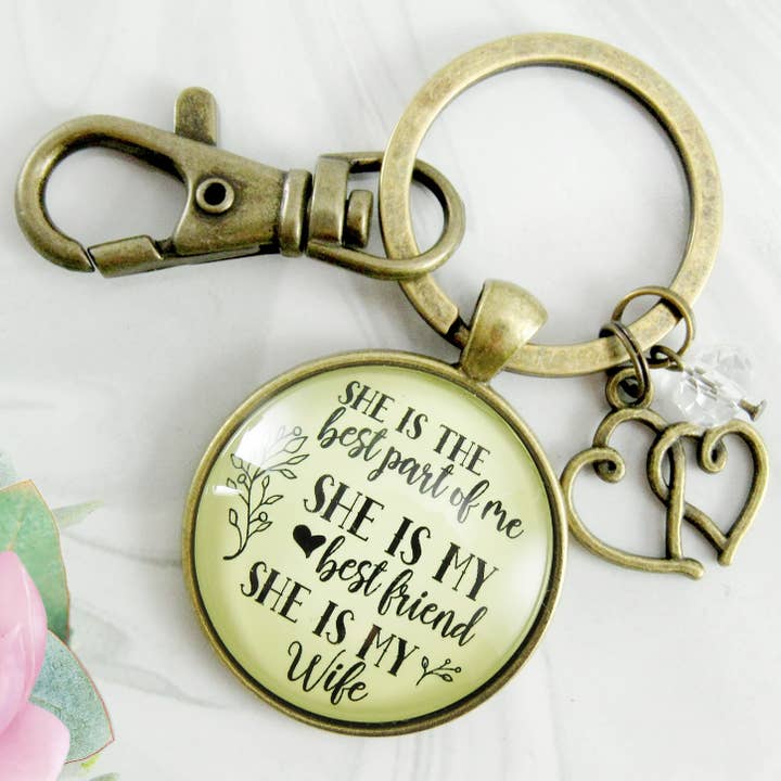Gutsy Goodness - Wholesale Keychain - Unisex - Love My Wife Keychain She Is The Best Part of Me ^1