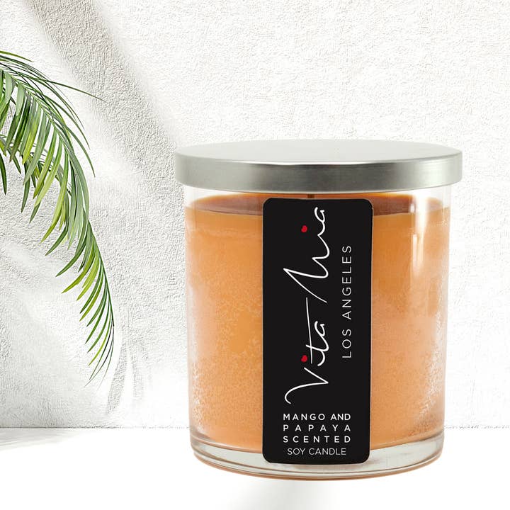 Soy Wax Mango and Papaya Candle for wholesale by Vita Mia
