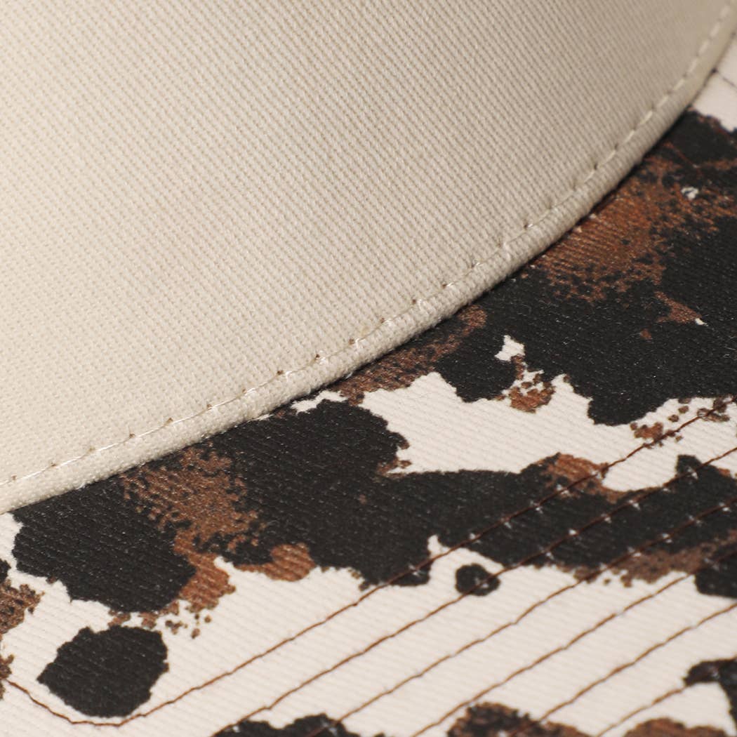 KO Tvåfärgad keps med koskinnsmönstrad skärm i canvas för wholesale på Faire3