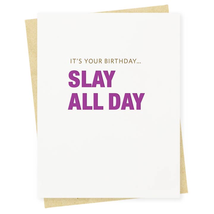 Slay Letterpress Birthday Card for wholesale by 417 Press