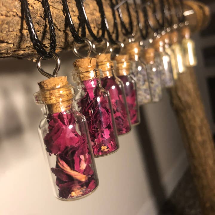 Herb Intention Bottle Necklace for wholesale by Faerie’s Fix