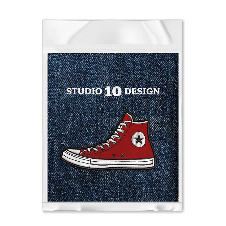 Studio Ten Design - Vente Écusson - Écusson thermocollant rouge pour baskets High Top