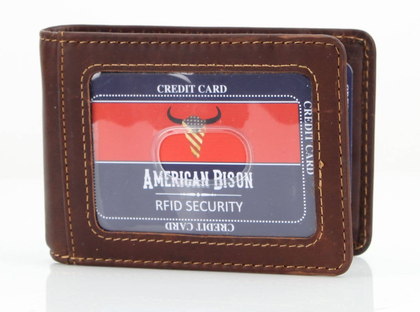 Leather Impressions Inc - Venta al por mayor Cartera - Hombre - Billetera American Bison RFID de piel con clip para billetes, doble pliegue6