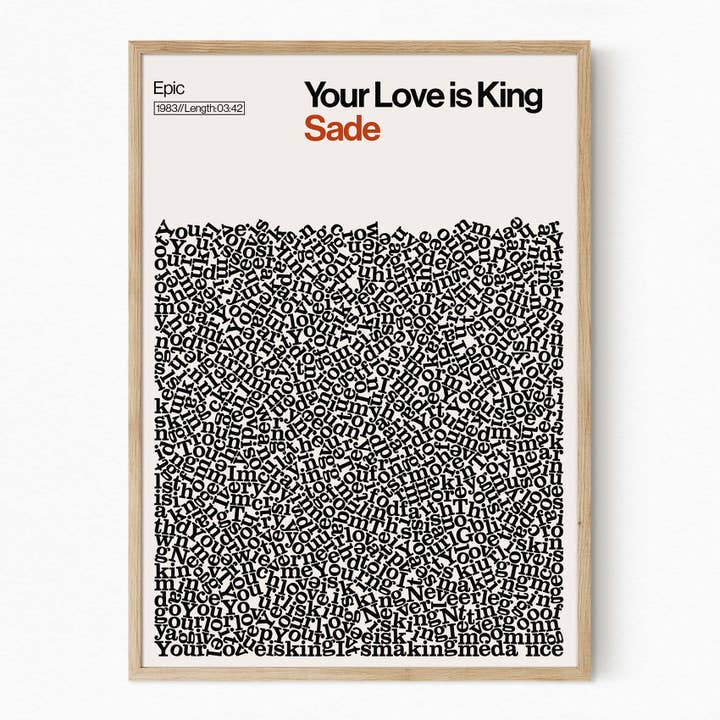 Jouw liefde is koning - Sade - Gedrukte songtekst voor wholesale door Reign&Hail