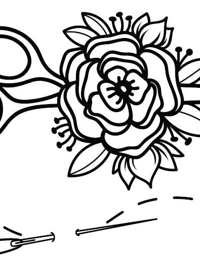 Midlertidigt Tatoveringsark - Nål/Saks for engroshandel hos Slightly Biased Quilts