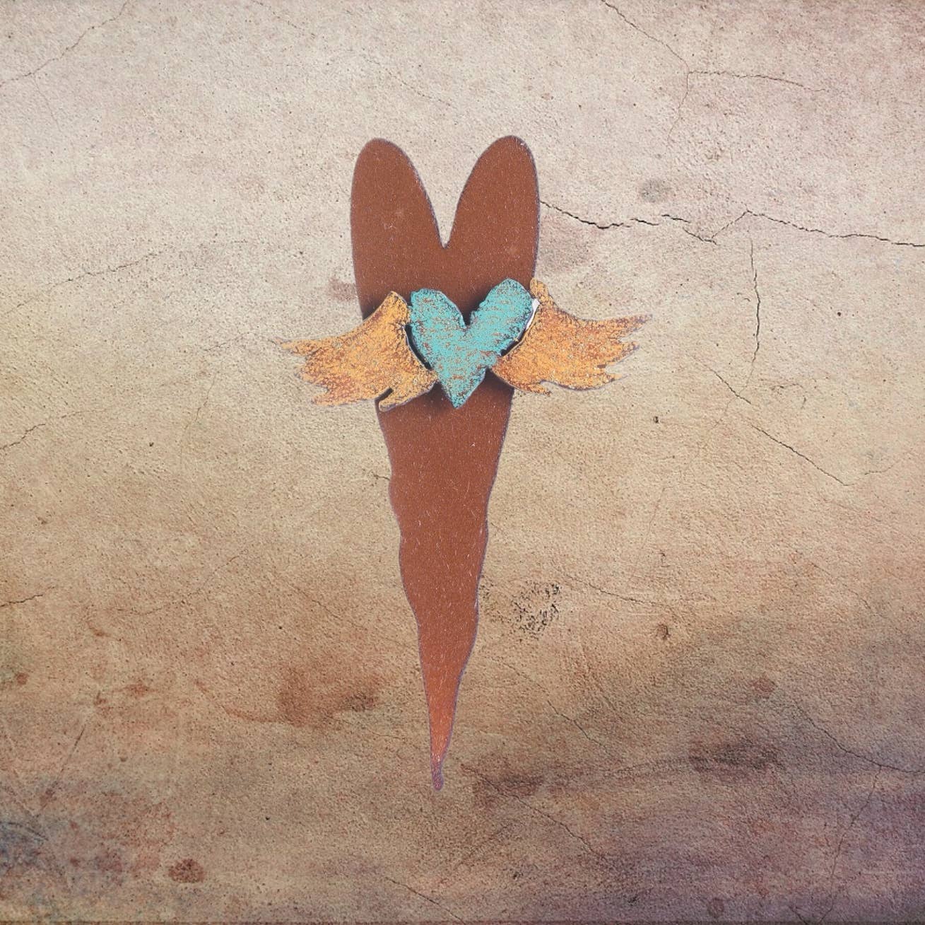 Whimsies – Arte de parede dimensional/3D por atacado – Ímã de suspensão de parede de coração sinal de metal rústico eco friendly EUA3