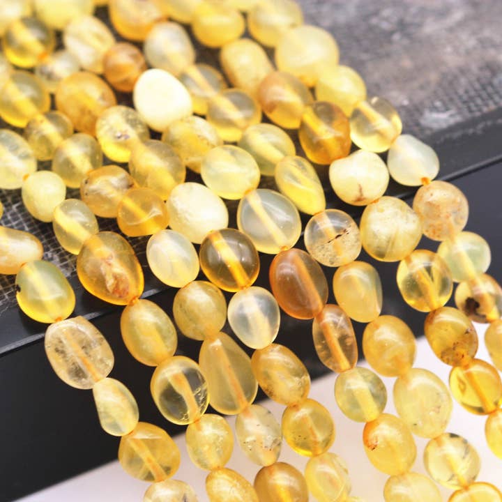 Natural Yellow Opal Pebble Nugget Beads Approx 8-9mm 15.5" Strand for wholesale by CRCBEADS