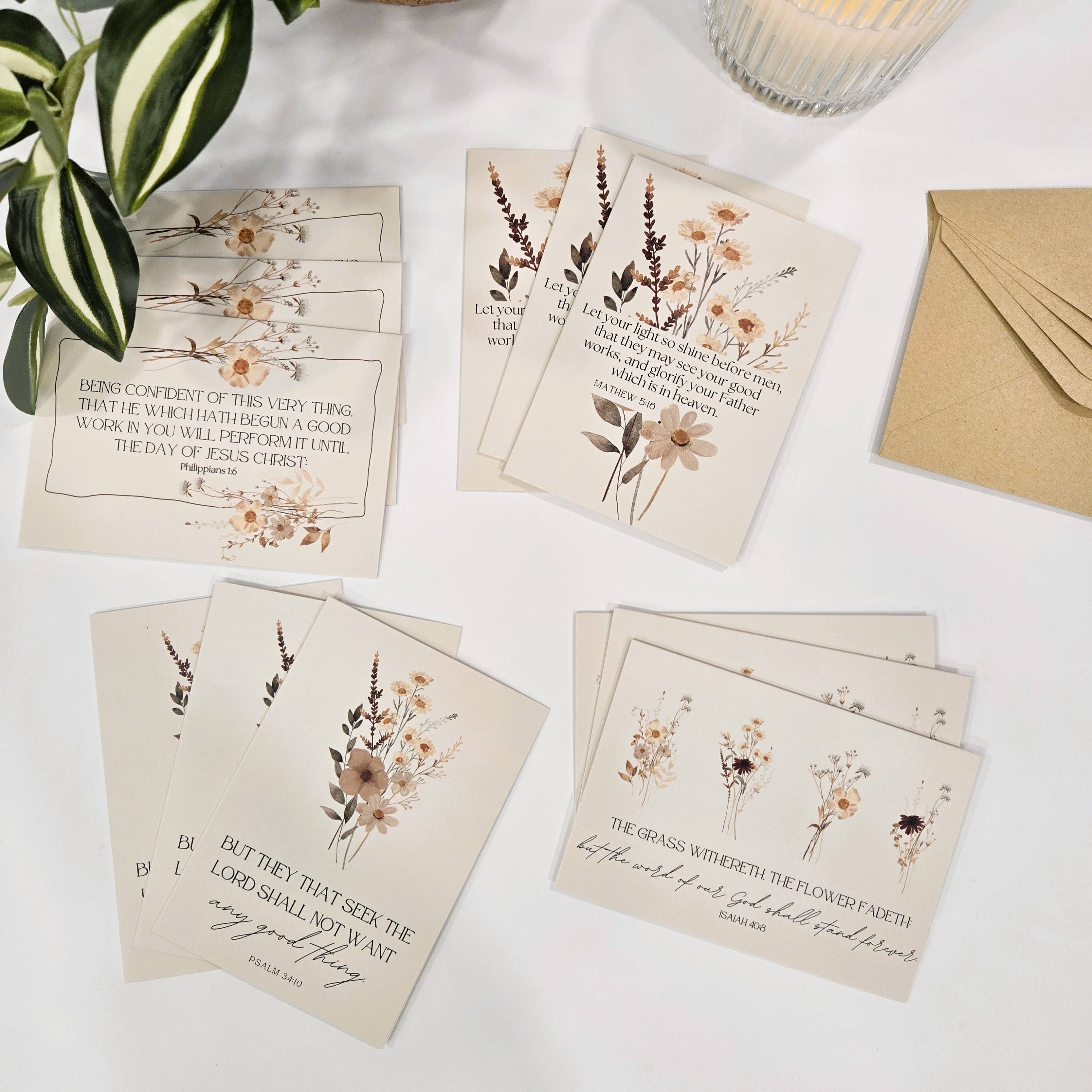 Pearls of Parchment - Wholesale Stationery/Notecard Set - Rustic Floral Boxed Bible Verse Notecard Set | 12 Count2