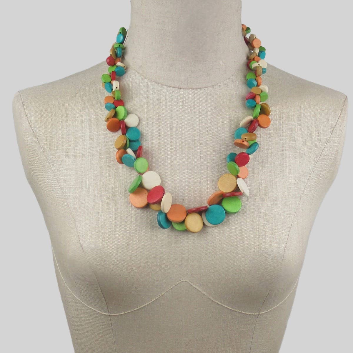 Katie and Company - Wholesale Beaded/Pearl Necklace - Beverly bright and bold wood bead necklace