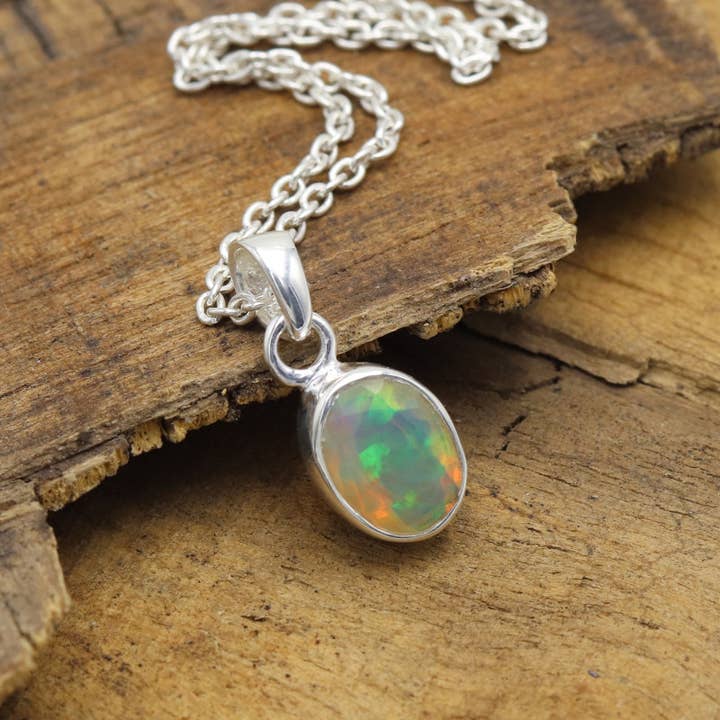 Ethiopian Opal Pendant: 925 Sterling Silver Necklace for Her for wholesale by Jay Jools