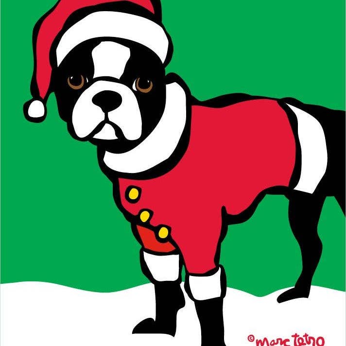 Cartões de Natal Boston Terrier Santa por atacado de The Retrospect Group Collection