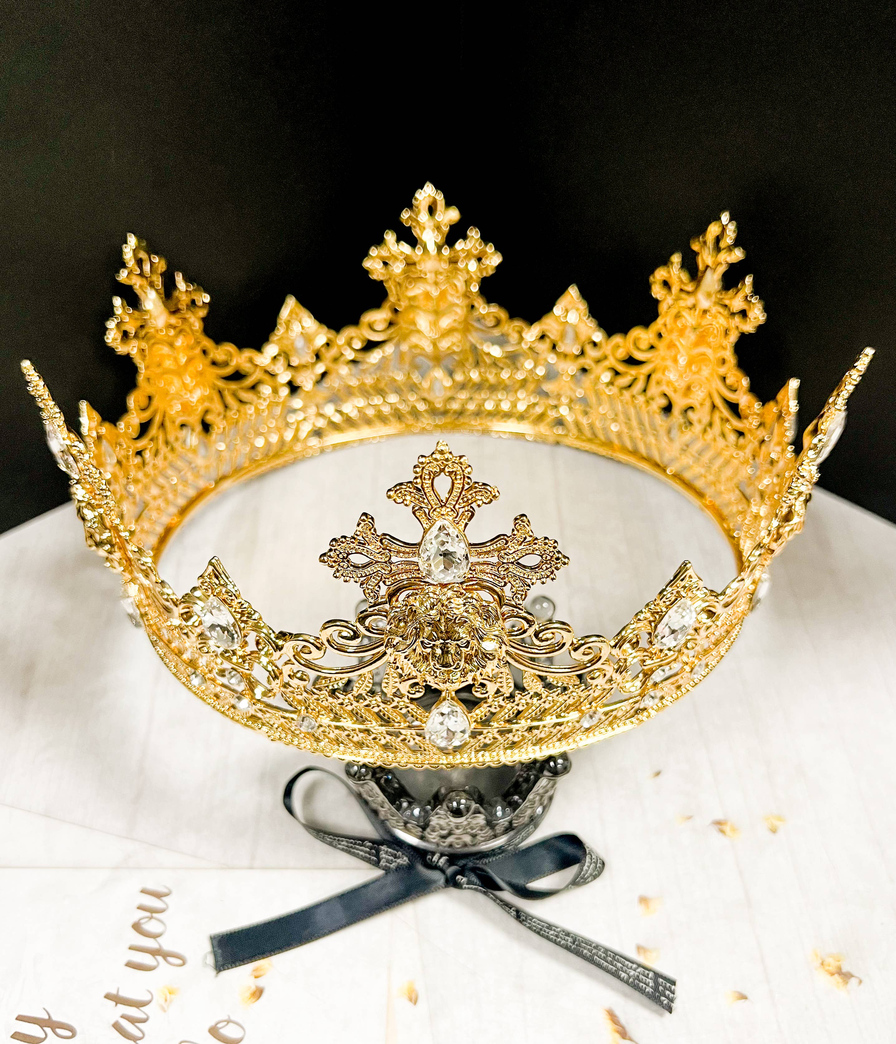 Happy Dream Gifts - Wholesale Party Hat/Crown - Gold King Lion Crown, Prince Diadem, Clear Crystal Crown5