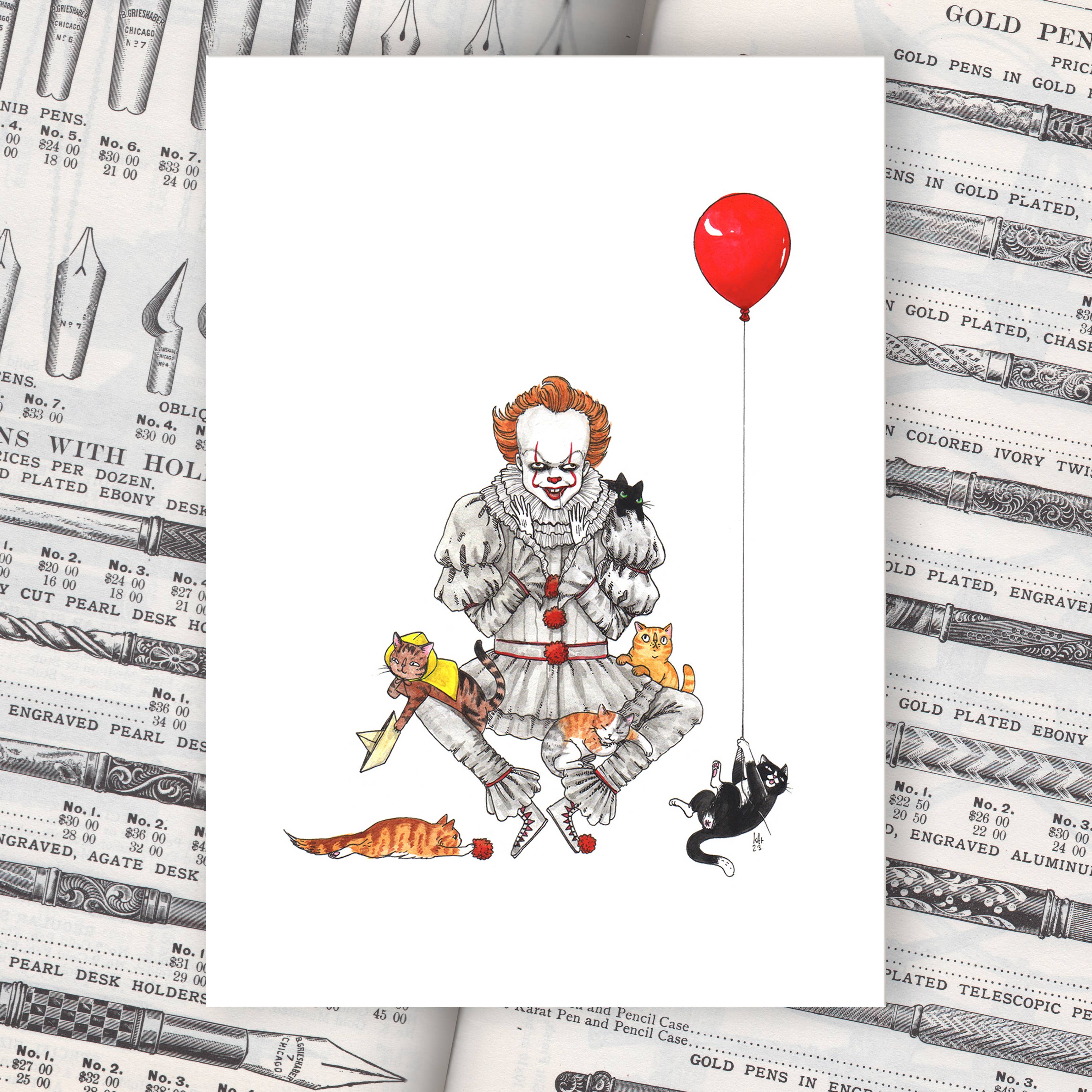 Stupid Animal Shop - Wholesale Art Print - Pennywhiskers - Pennywise from It 2017 Print2