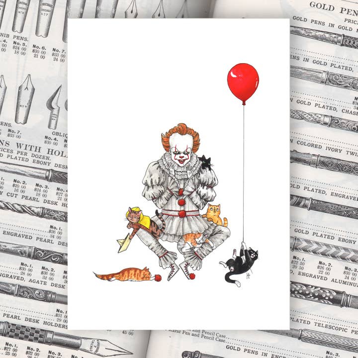 Stupid Animal Shop - Wholesale Art Print - Pennywhiskers - Pennywise from It 2017 Print2