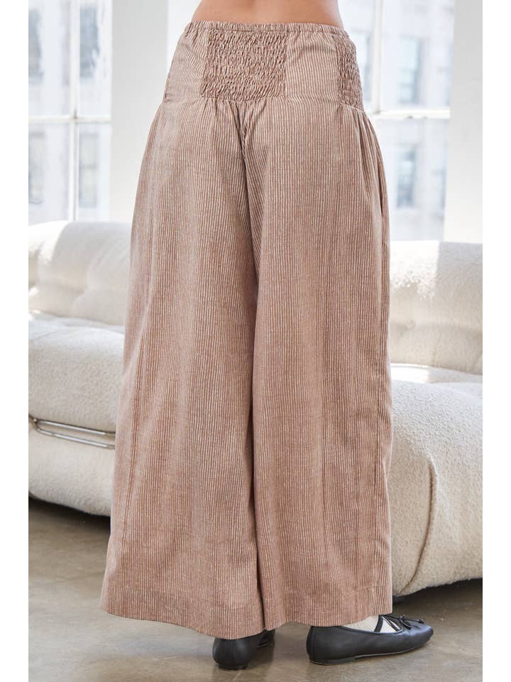 CANDESCENT - Wholesale Pants - Women's - Striped Wide Leg Smocked Pants (Matching Set)14