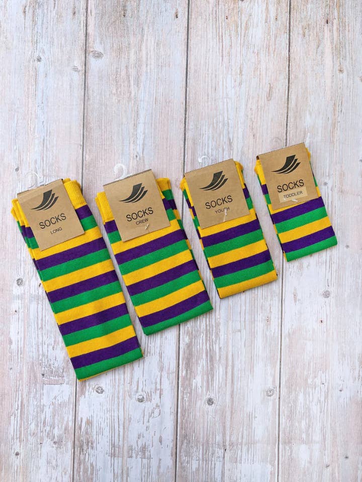 Calcetines de Rugby de Canalé (Niños Pequeños, Niños y Adultos) para venta al por mayor de Mardi Gras Creations