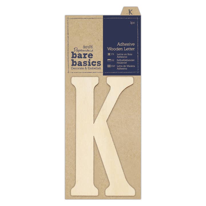 Bare Basics - Adhesive Wooden Letter K (1pc) for wholesale by West Design Products