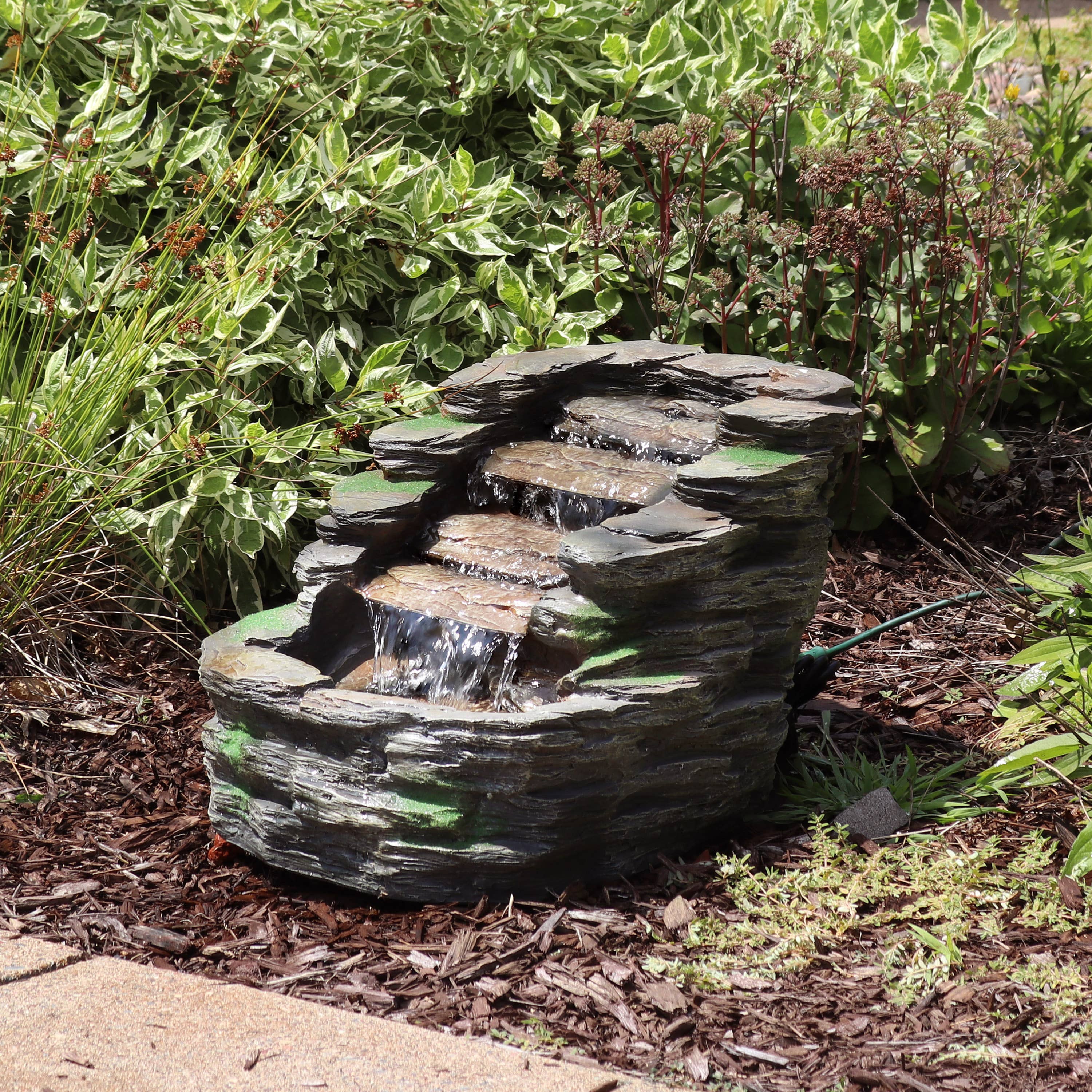 Sunnydaze Decor - Wholesale Outdoor Ornament/Decor - Shale Falls Outdoor Water Fountain with Lights - 13.75 in
