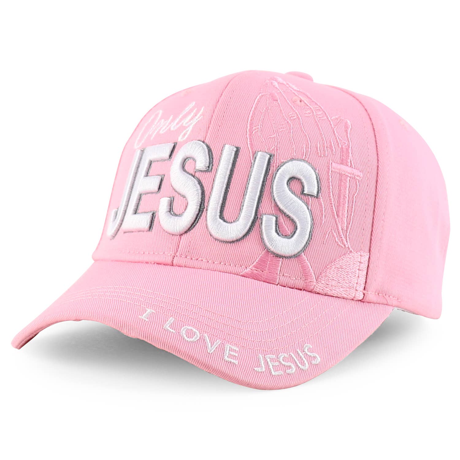 Trendy Apparel Shop - Wholesale Baseball Cap - Unisex - Only Jesus Praying Hand Embroidered Christian Ball Cap0