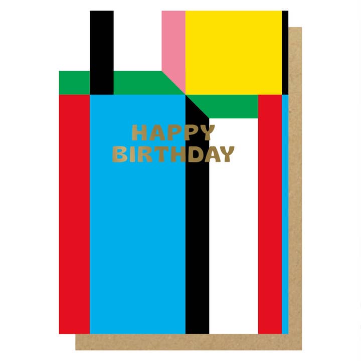 Happy Birthday colour block card for wholesale by Lucky Ink