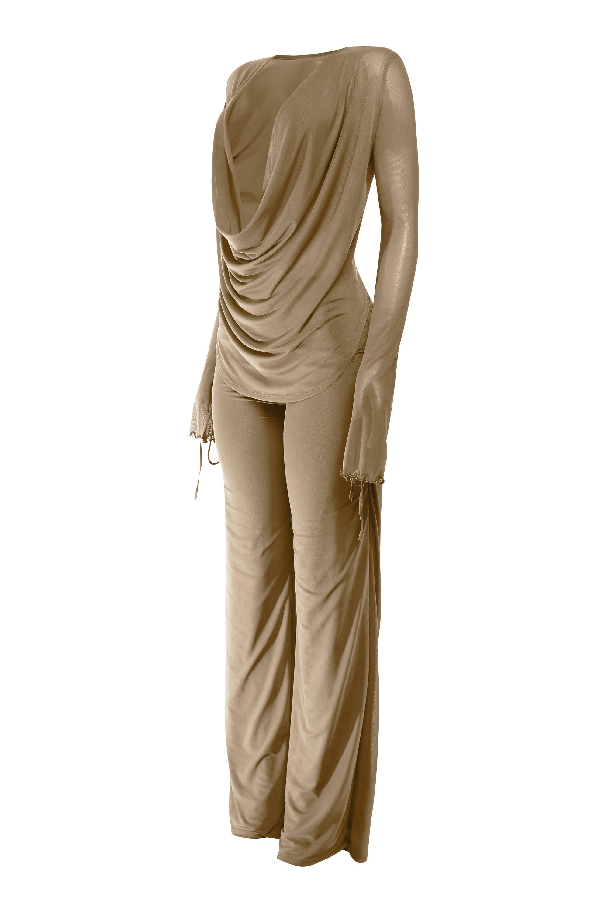 K Too - Wholesale Set met top en broek (GEEN Loungewear) - Dames - Top met coltrui en lange mouwen & set met wijde broekspijpen3