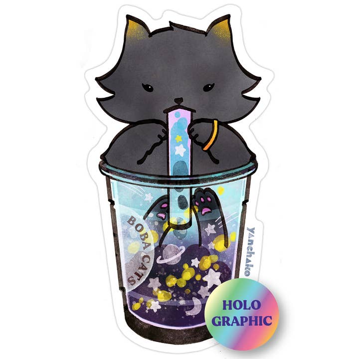 Adesivo in vinile Boba Cats Twilight Blueberry olografico per la vendita all'ingrosso da parte di YANCHAKO
