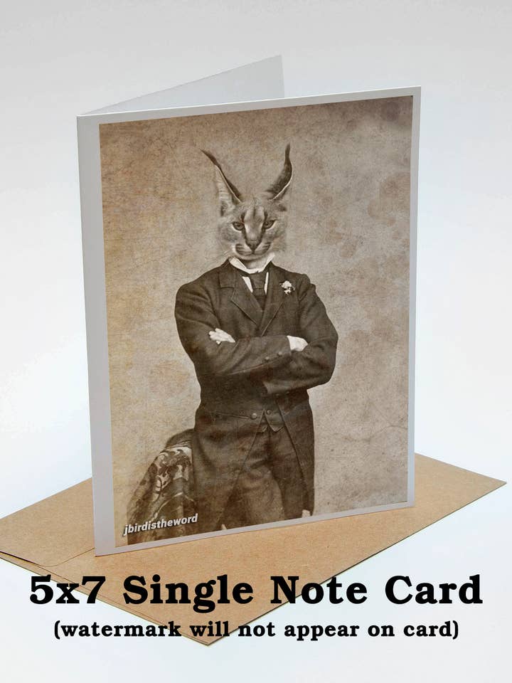 Cartes de vacances, carte de Noël drôle, Chat Caracal Thank You pour la vente par The Wild Oddisorium