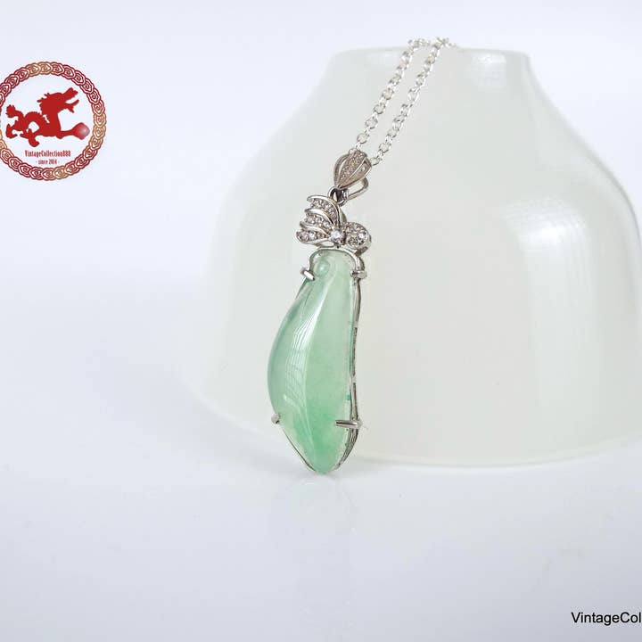 Vintagecollection888 - Wholesale Pendant/Charm Necklace - Transparent Frosted Green Natural Jadeite Jade Pendant5