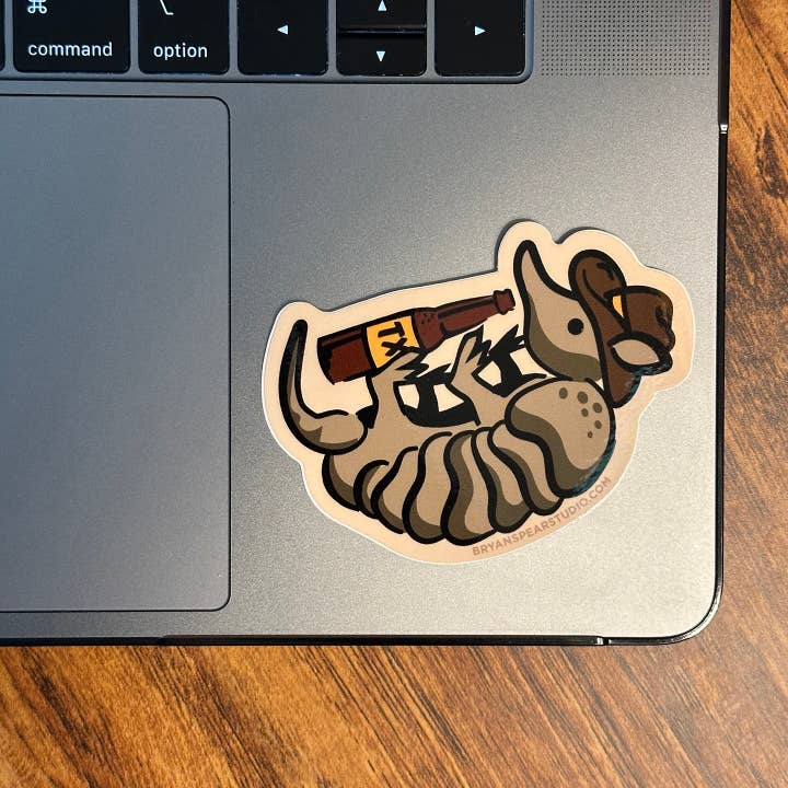 Bryan Spear Studio - Wholesale Sticker - Drinking Dillo Sticker2