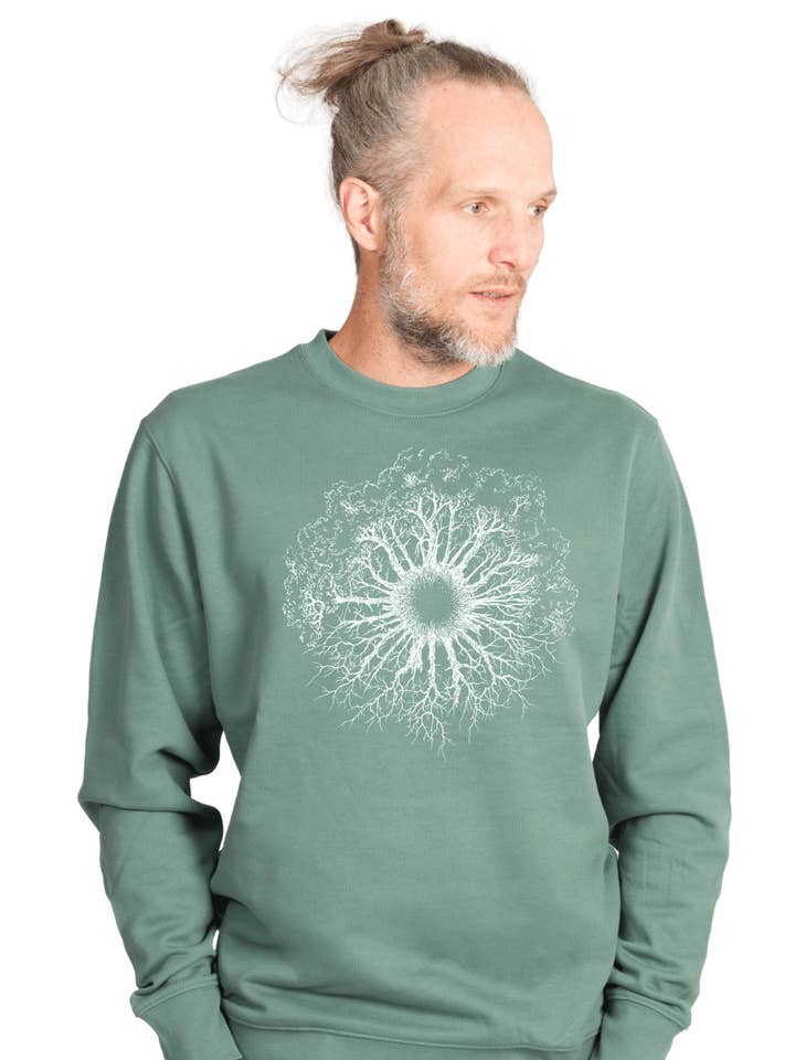 Organic Fairwear Sweater Unisex Green Bay WoodenIris for wholesale by Life-Tree