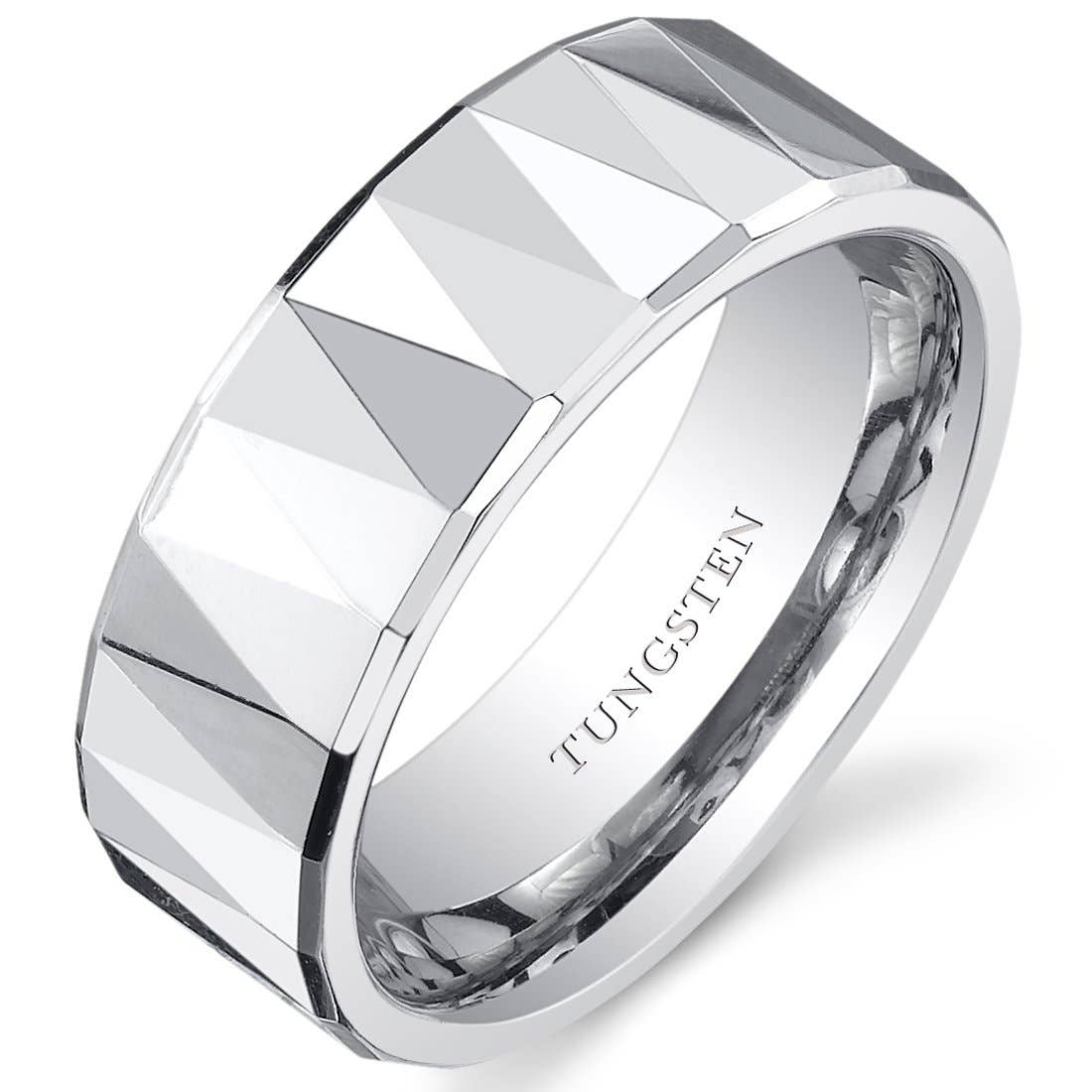 Peliani - Wholesale Jewelry - Men's - Faceted 8mm Men's Premium Tungsten Ring Band Size 120