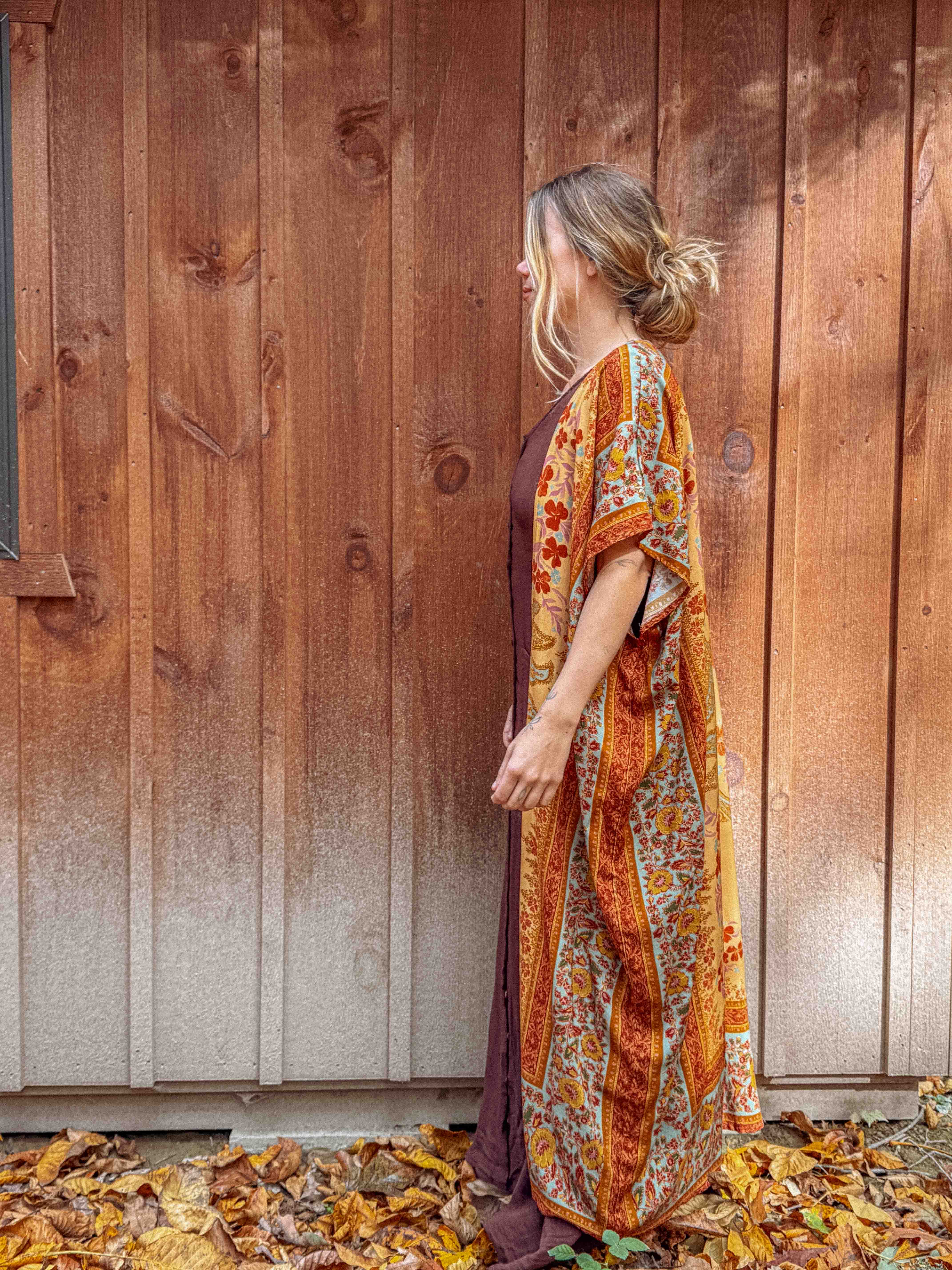 Gardenbelle Shop - Wholesale Kimono - Women's - Fall Printed Long Duster Kimono, Floral Long Open Kimono3