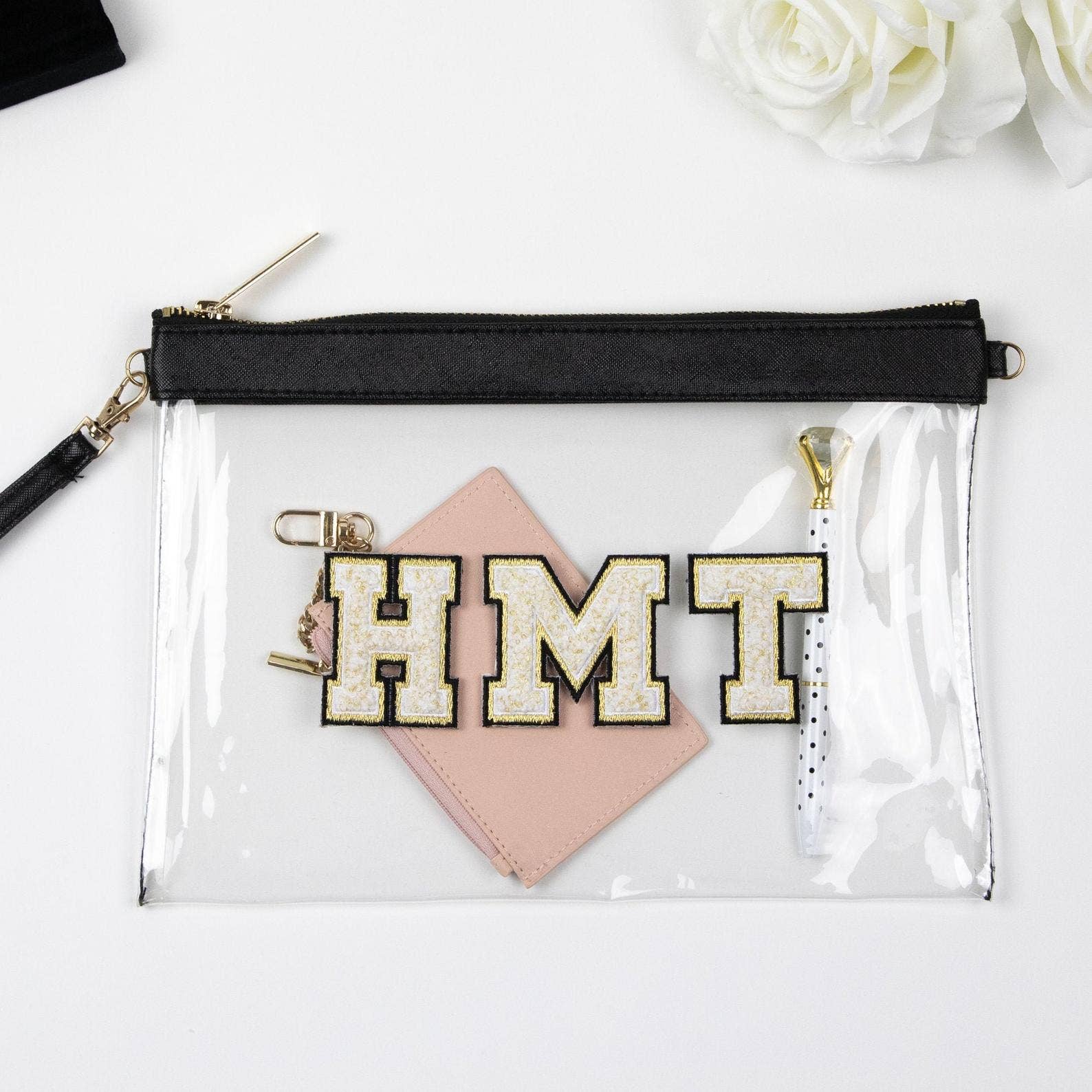 ThreeTwoOne – wholesale Make-up/cosmetic bag – Clear Travel Bag - Gold4