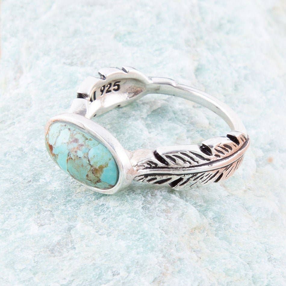 Barse Jewelry – wholesale Cocktail/statement ring – Feather Sterling Silver and Turquoise Ring1