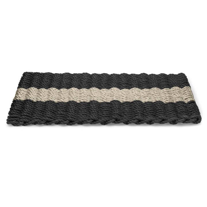 Wicked Good Doormats - Wholesale Door Mat - Lobster Rope Outdoor Doormat: Black with Sand Stripe